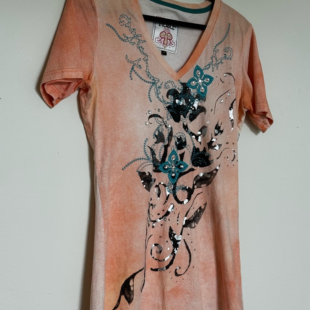 Roar Orange Sequin Graphic Short Sleeve Tee